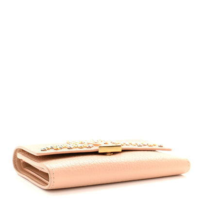 Louis Vuitton LOUIS VUITTON Taurillon Embellished Capucines Compact Wallet Beige 4 of 14