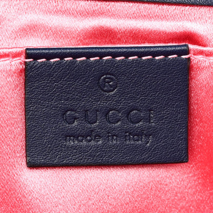 Gucci Denim Matelasse Pearl Studded Mini GG Marmont Shoulder Bag Blue 6 of 12