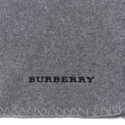 Burberry Wool Cashmere Knitted Solid Fringe Scarf Mid Grey 2 of 3