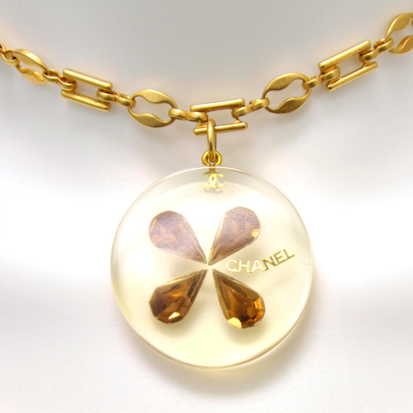 Resin Crystal Clover Necklace
