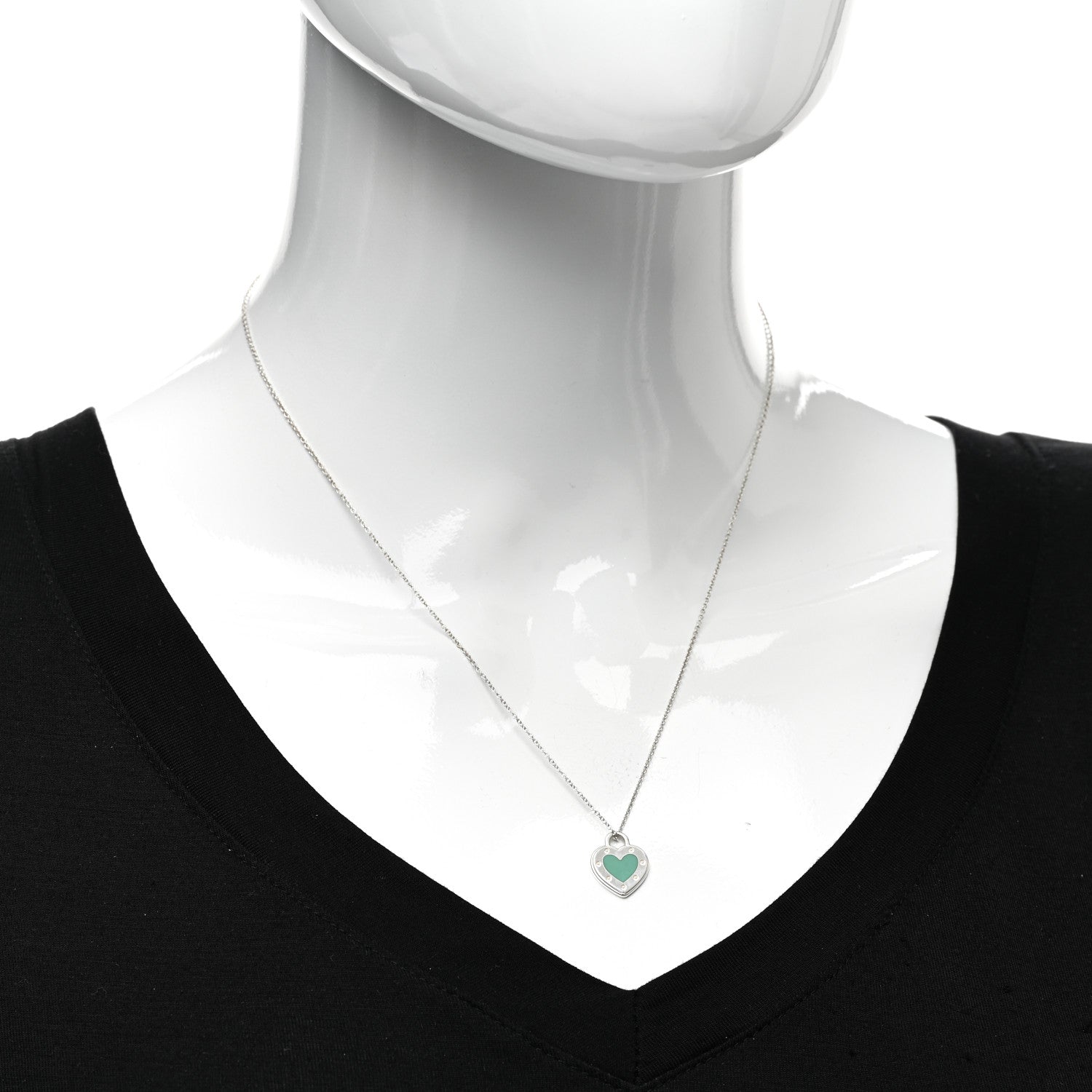 Tiffany Sterling Silver Enamel Return to Tiffany Love Heart Necklace Blue 2 of 4