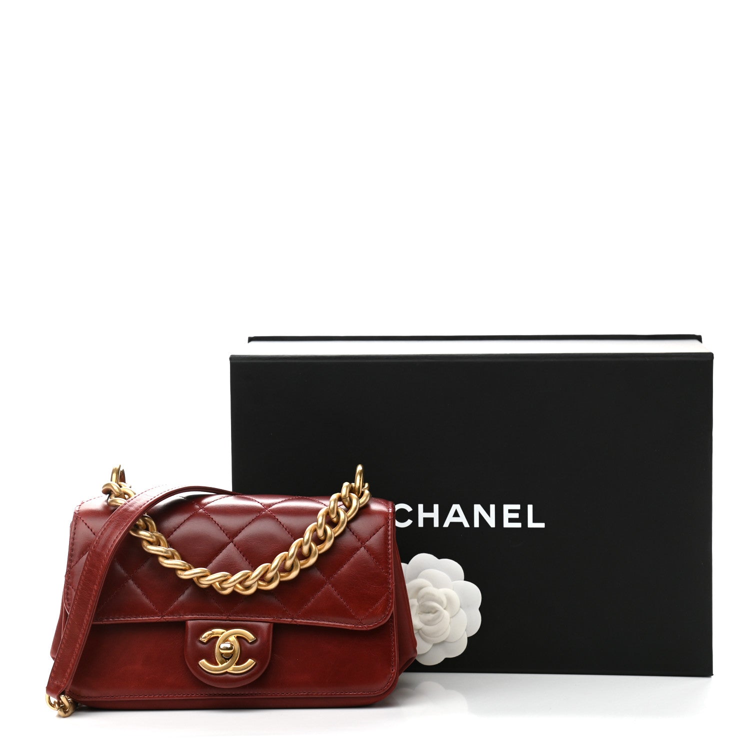 Chanel Iridescent Calfskin Quilted Small Straight Lined Flap Red 10 of 10