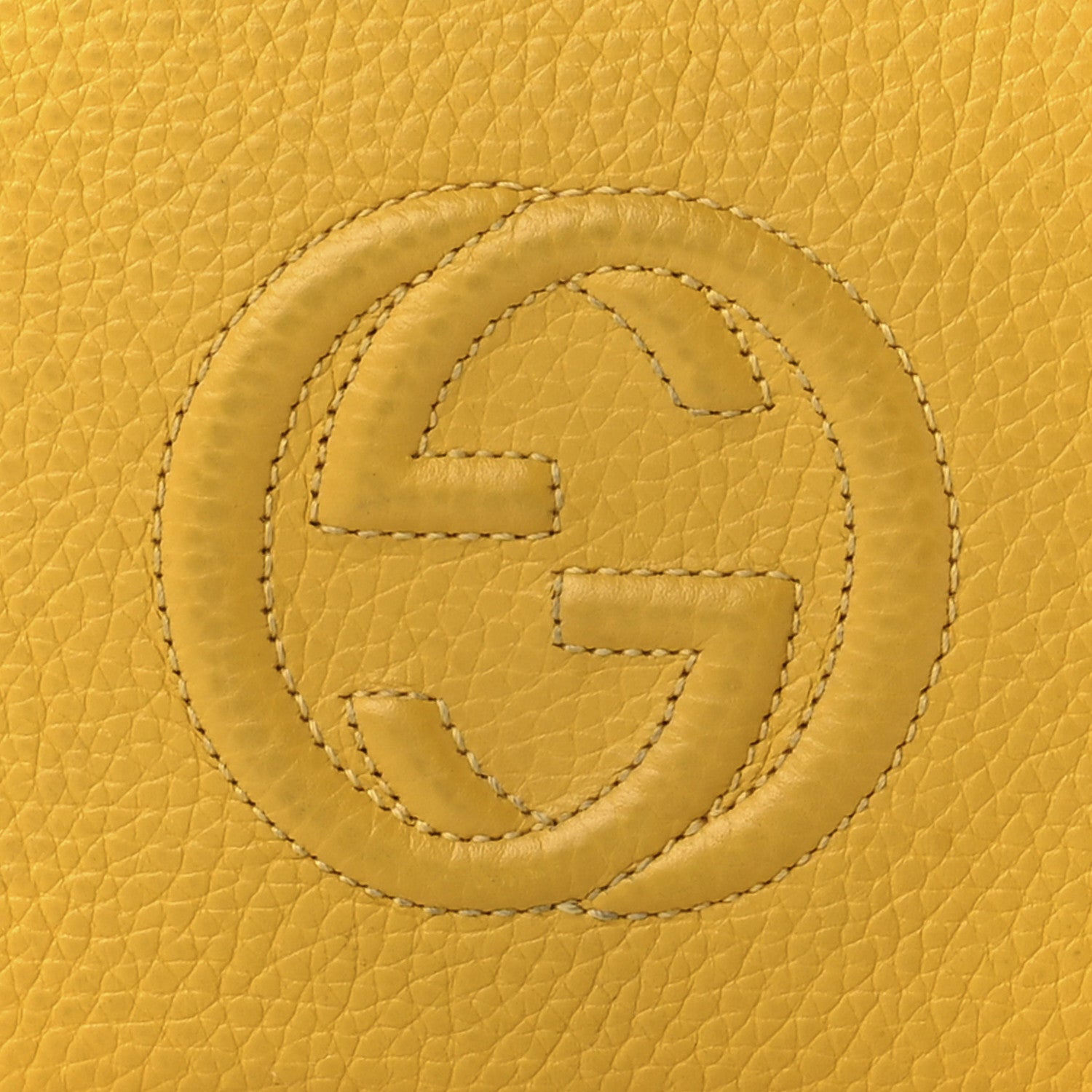 Gucci Pebbled Calfskin Soho Wallet on Chain New Buttercup 7 of 10