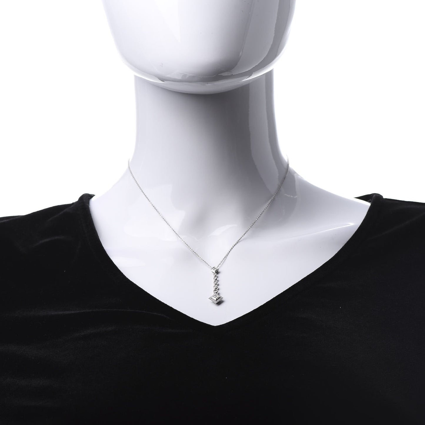 Platinum Diamond Grace Drop Pendant Necklace