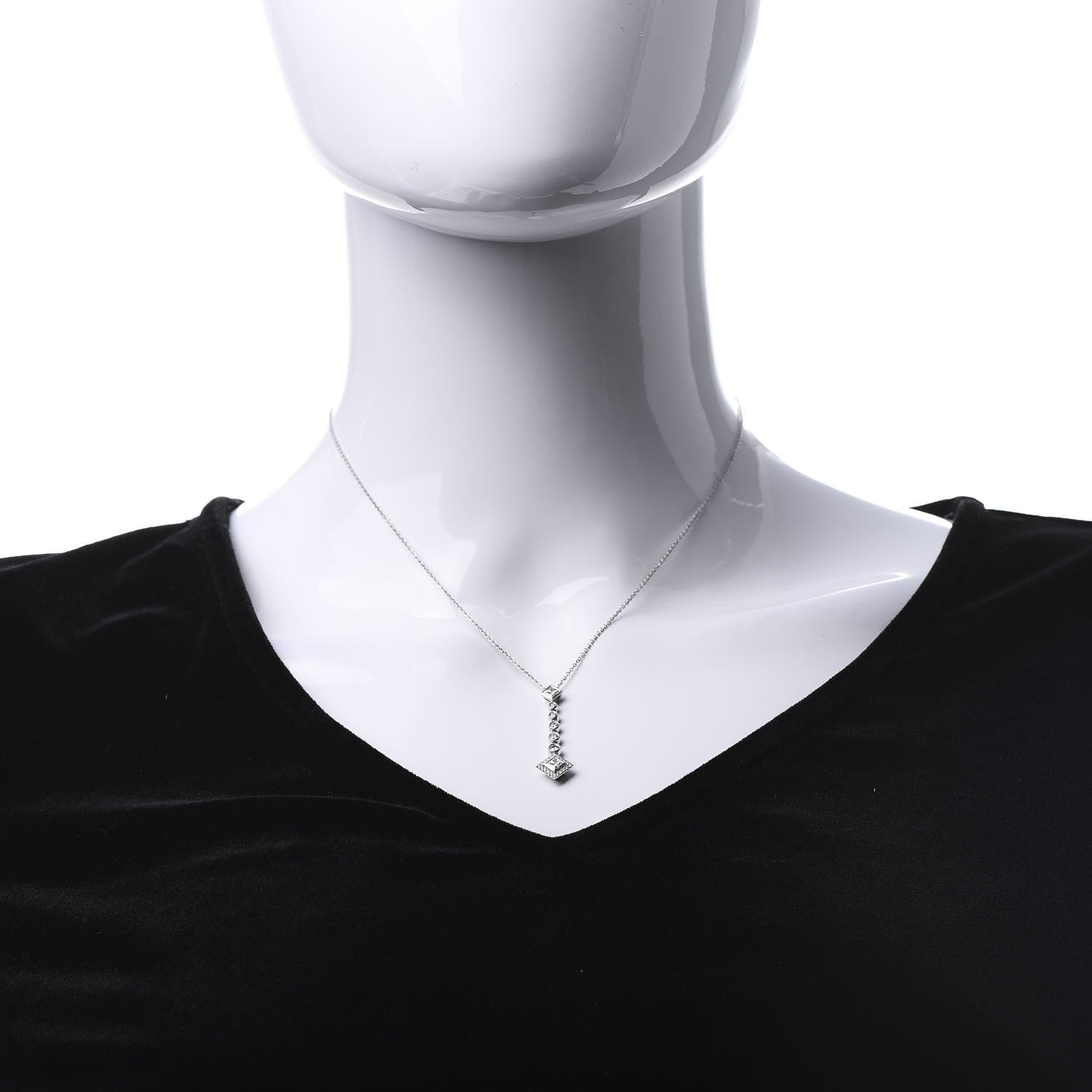 Tiffany Platinum Diamond Grace Drop Pendant Necklace 2 of 6