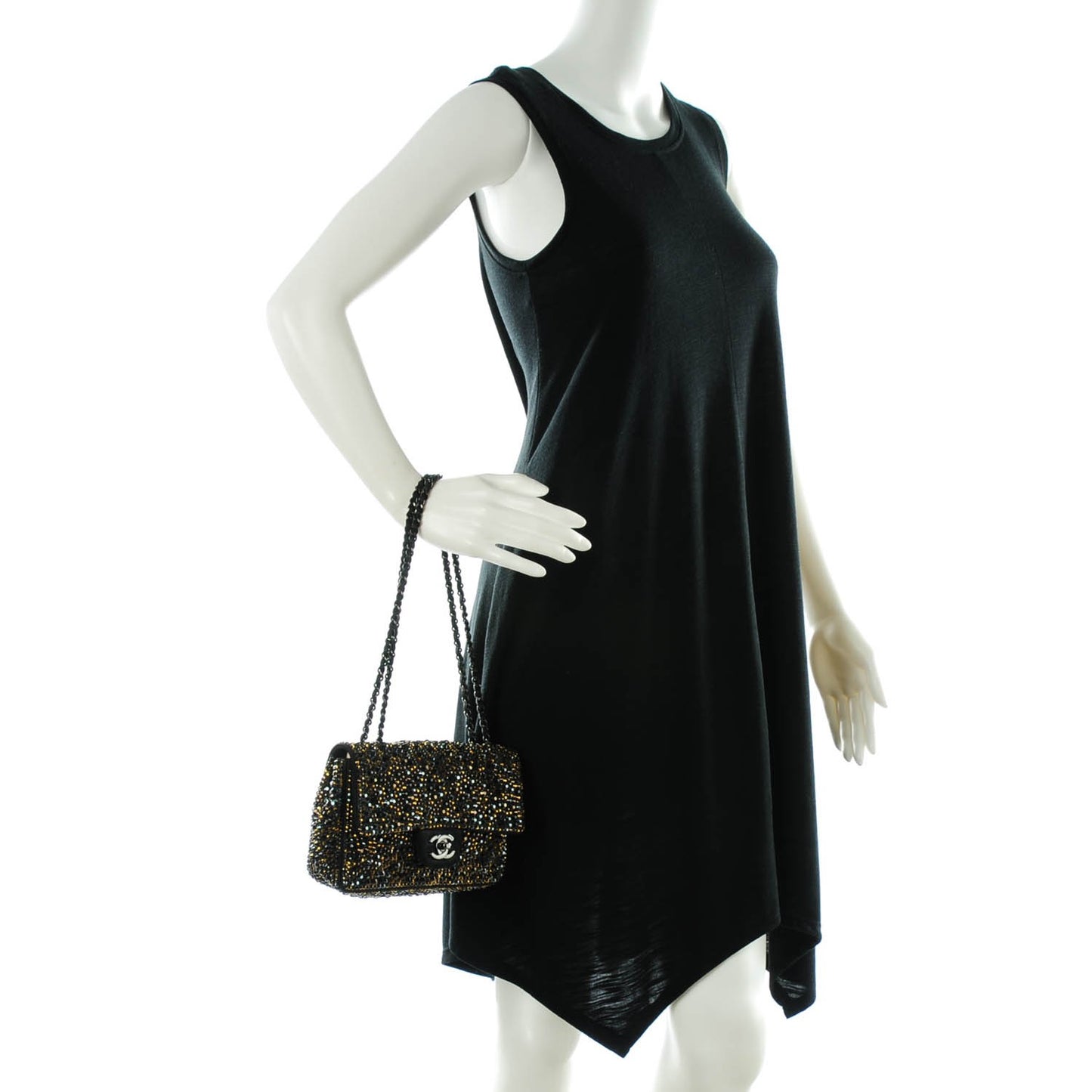 Strass Suede Mini Flap Black Gold