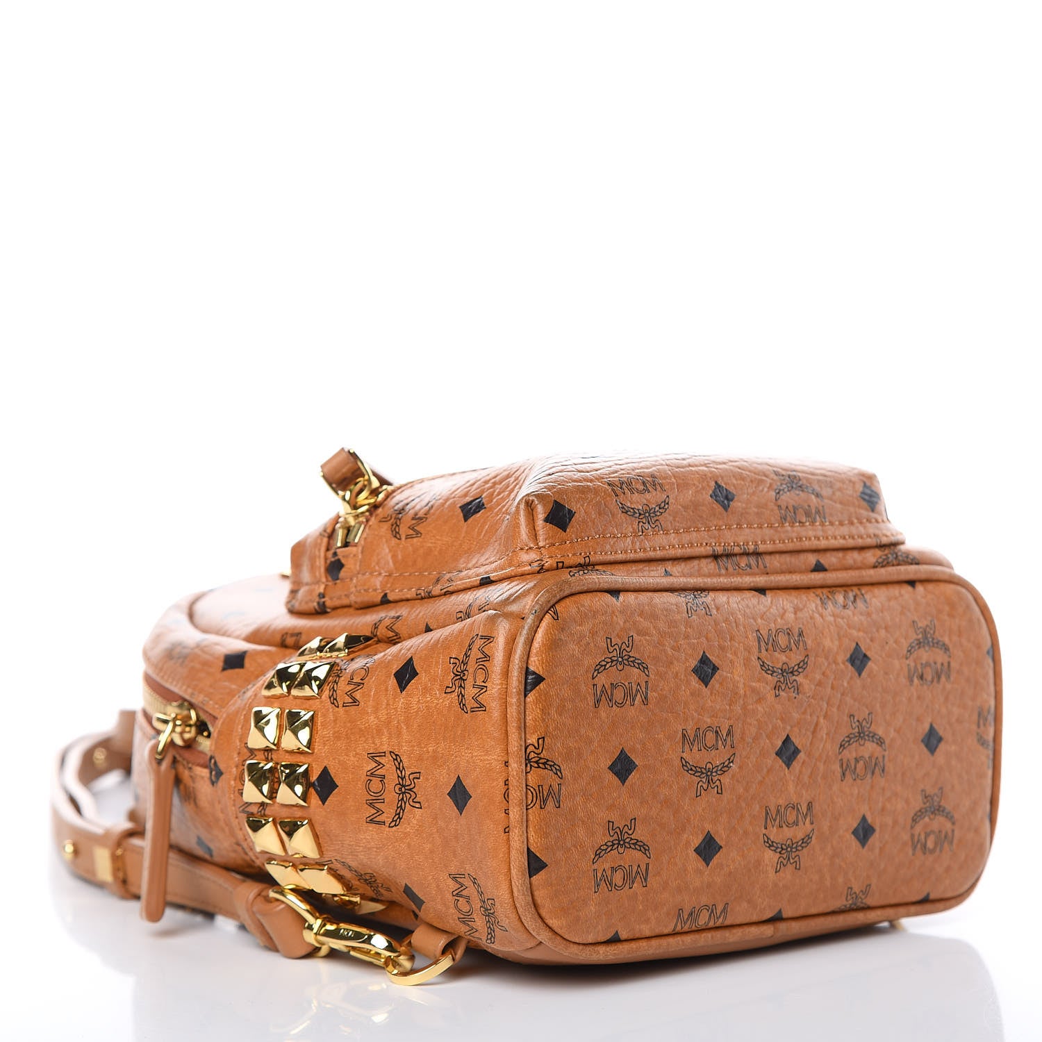 MCM Visetos Side Stud X-Mini Stark Backpack Cognac 4 of 10