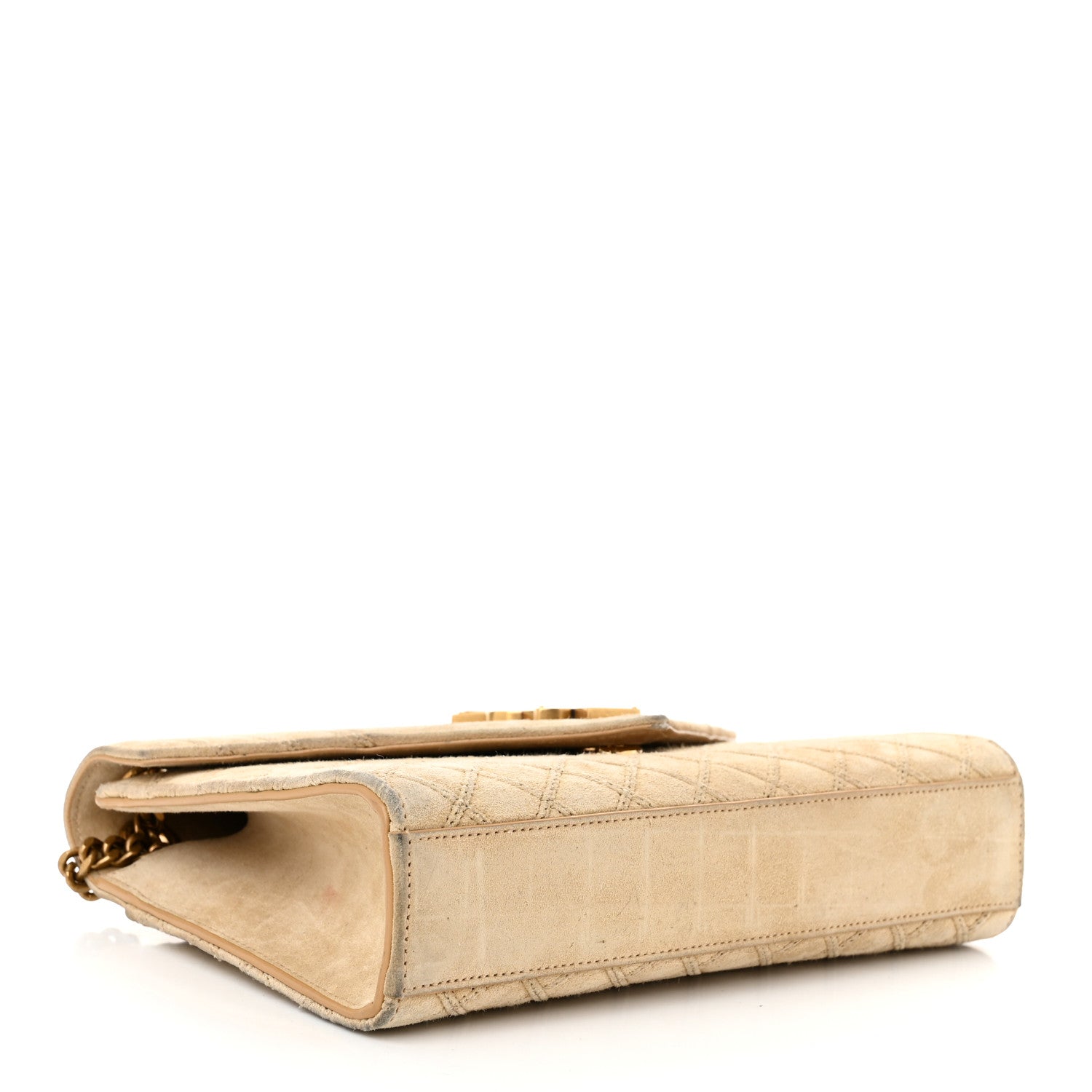 Saint Laurent Suede Mixed Matelasse Triquilt Medium Monogram Envelope Satchel Sea Salt 4 of 12