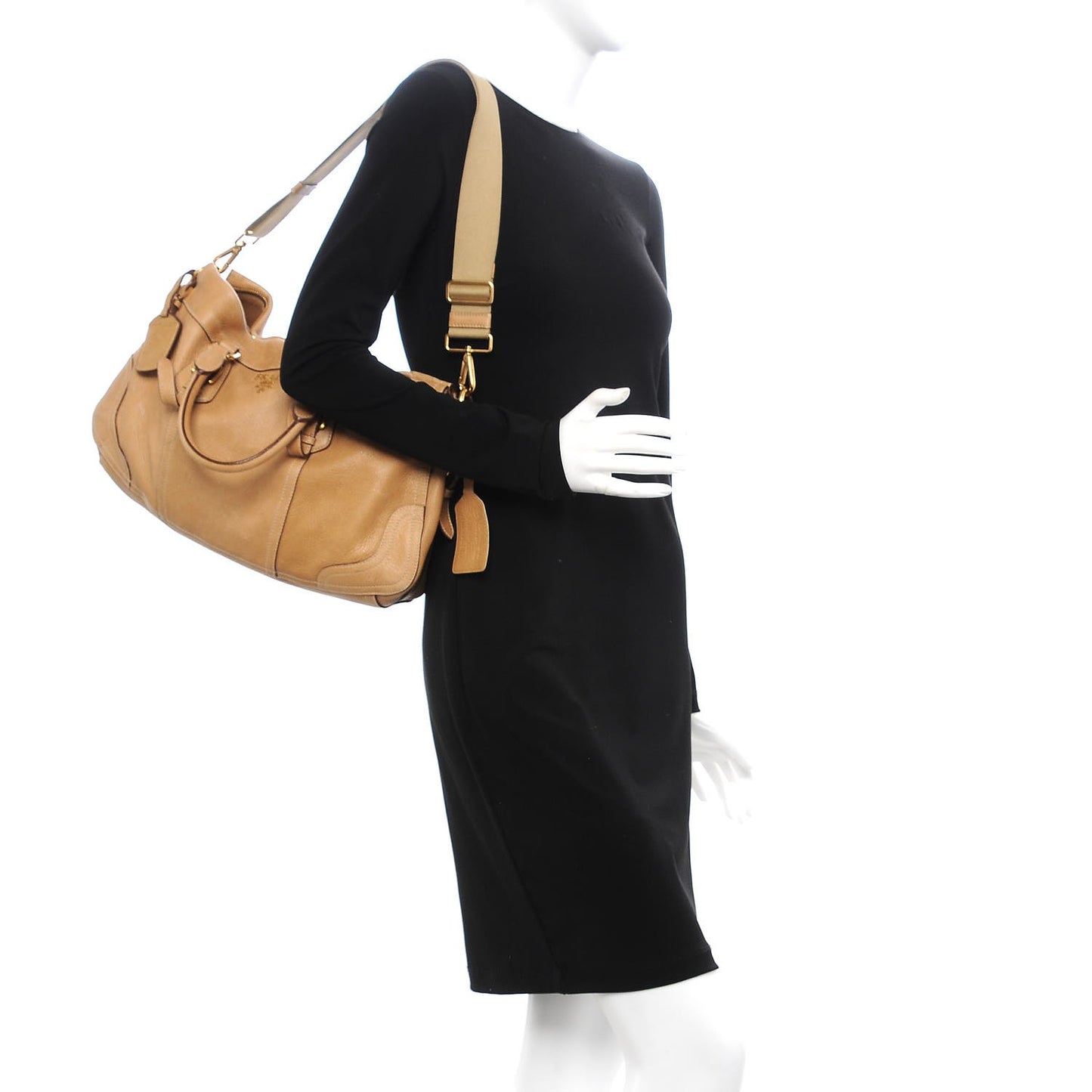 Cervo Deerskin Shopping Satchel Naturale