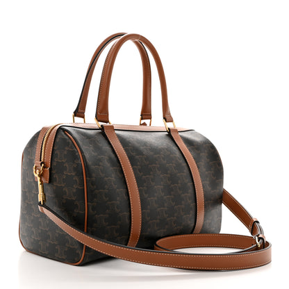 Celine Triomphe Canvas Calfskin Boston Bag Tan 3 of 10