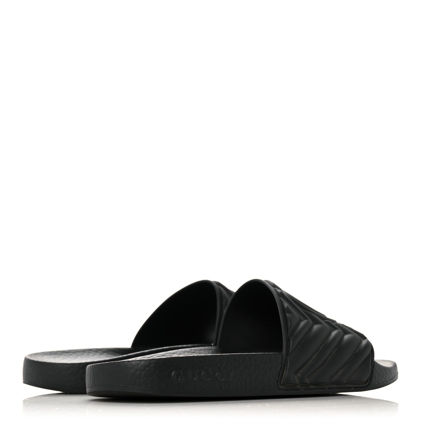 Rubber Matelasse Womens Slide Sandals 35 Black