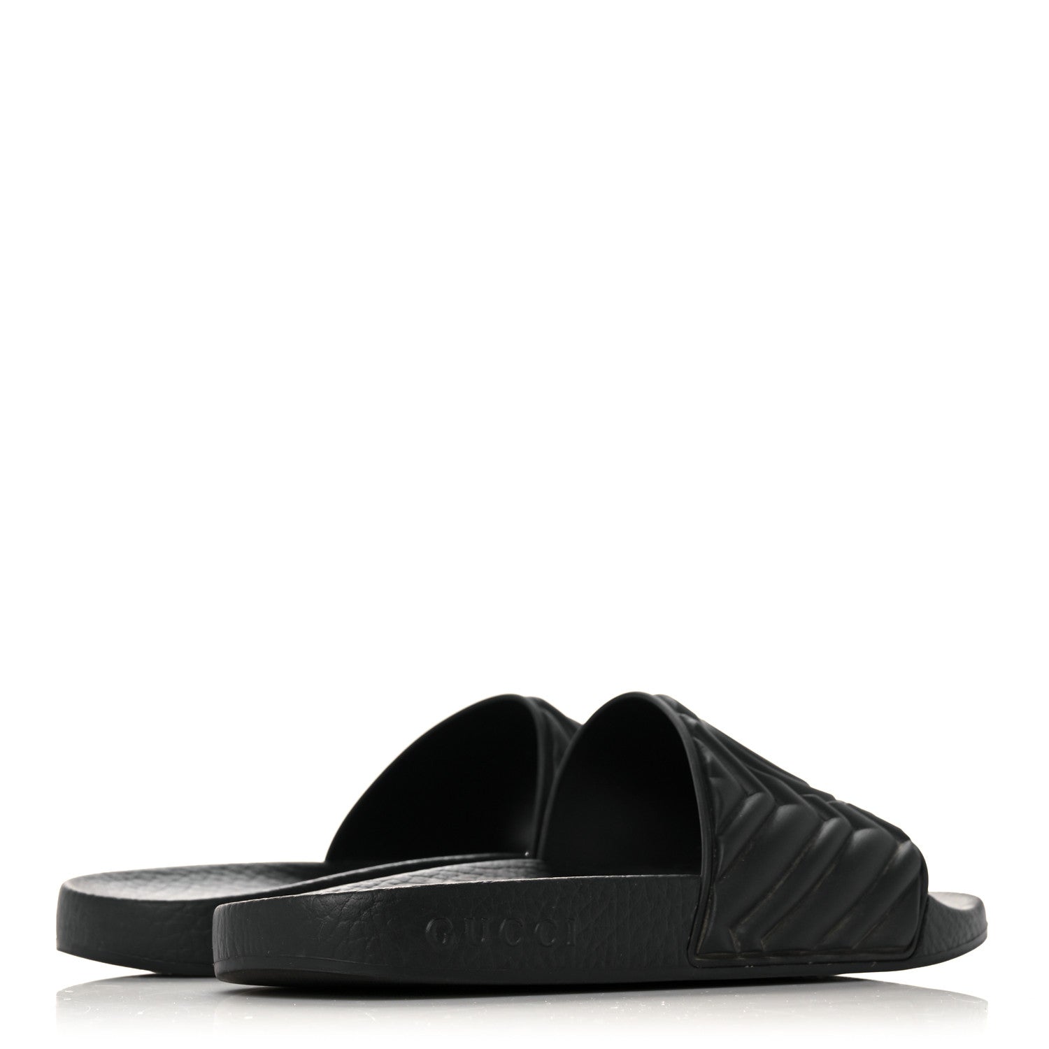 Gucci Rubber Matelasse Womens Slide Sandals 35 Black 4 of 10