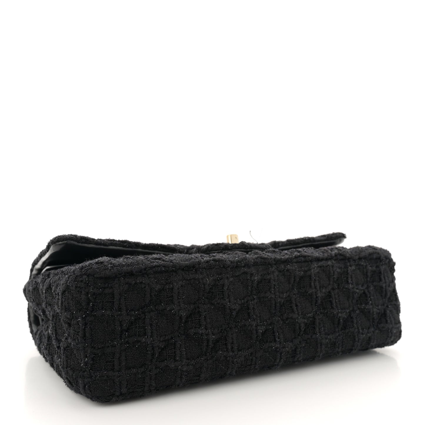 Tweed Quilted Medium Double Flap Black