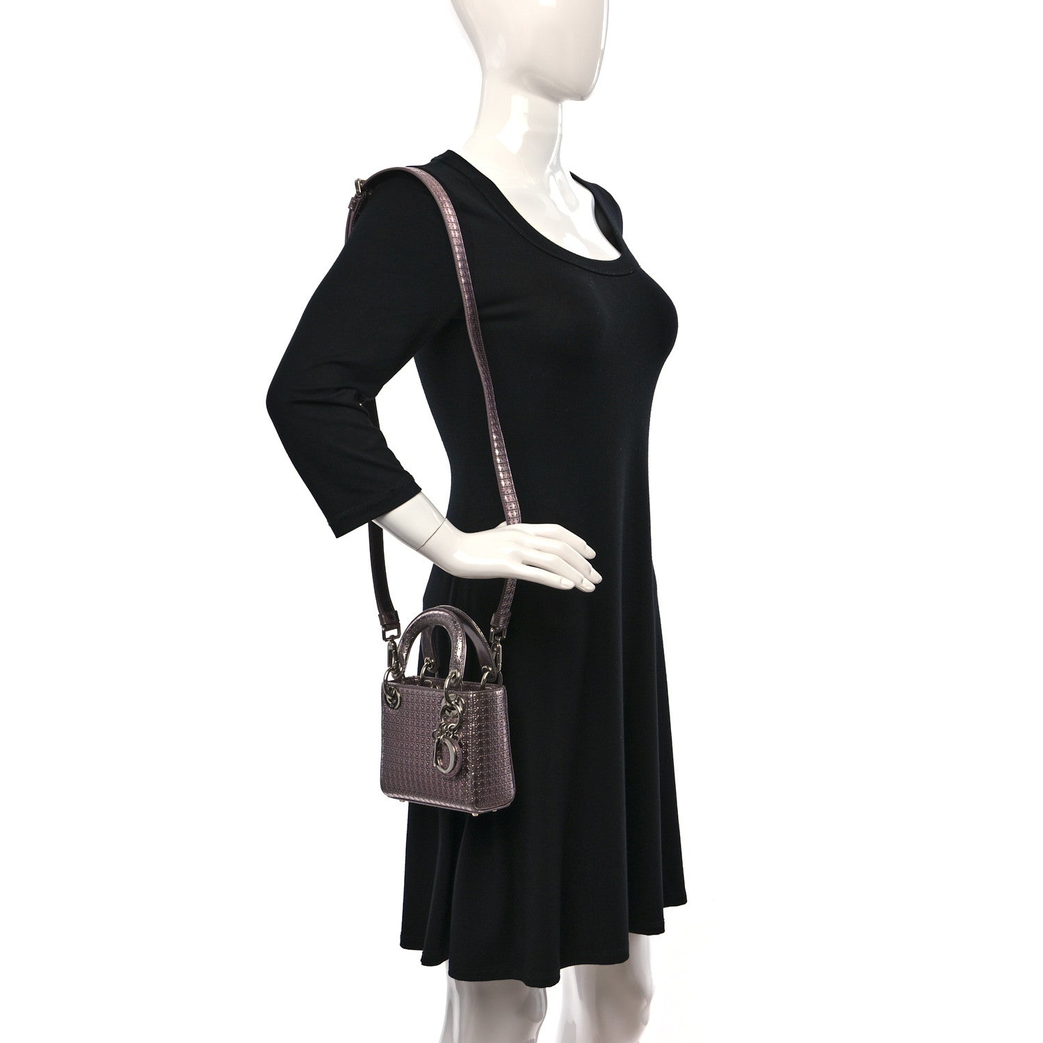 Christian Dior Metallic Patent Micro-Cannage Mini Lady Dior Hyper Pink 2 of 10