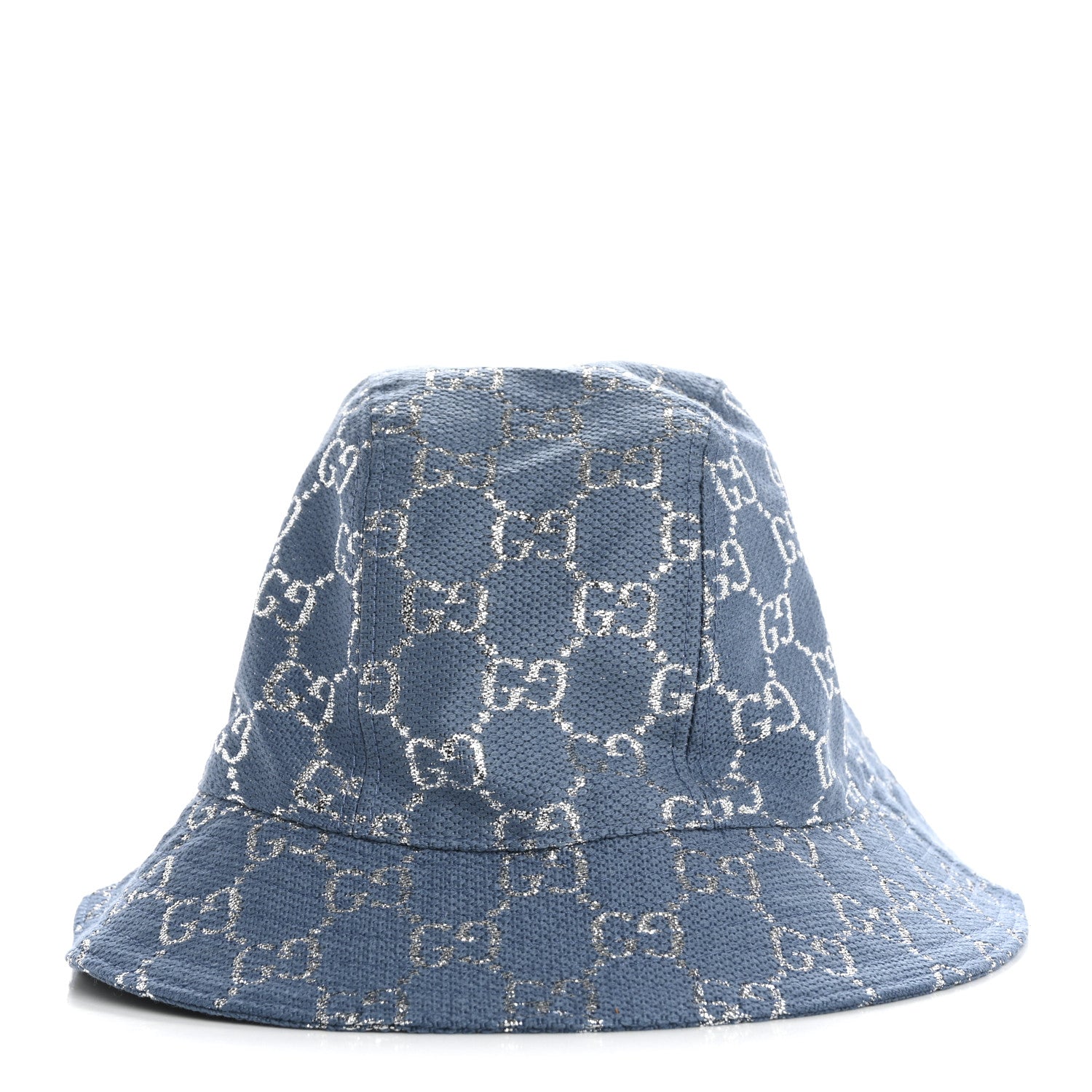 Gucci Canvas Lame GG Monogram Bucket Hat S Light Blue Silver 3 of 9