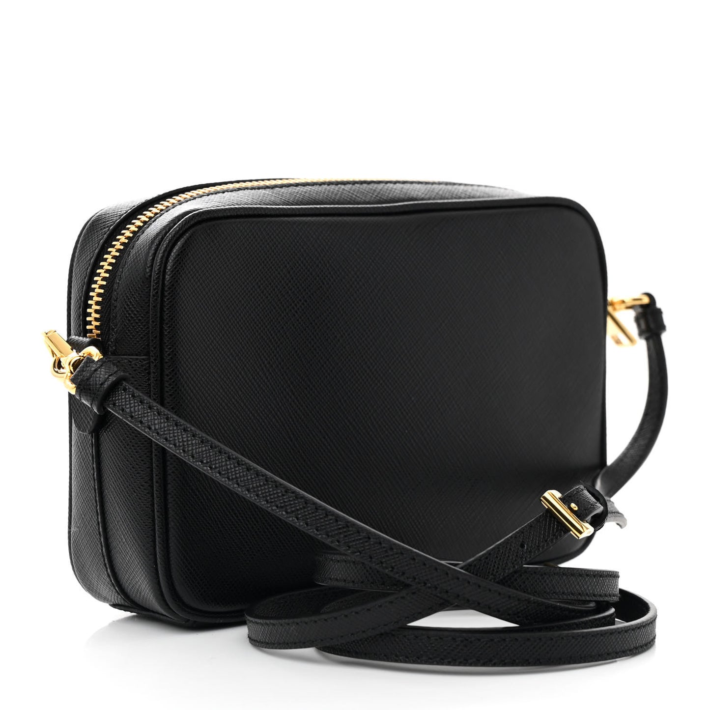 Saffiano Lux Small Camera Crossbody Bag Black