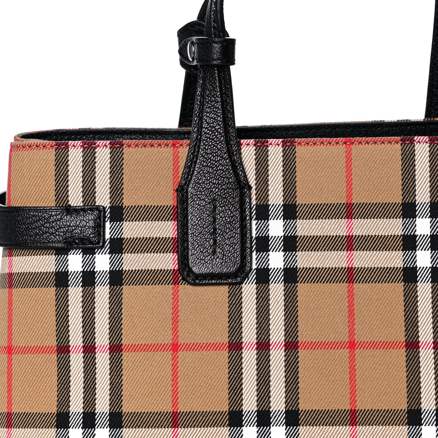 Goatskin Vintage Check Medium Banner Tote Black