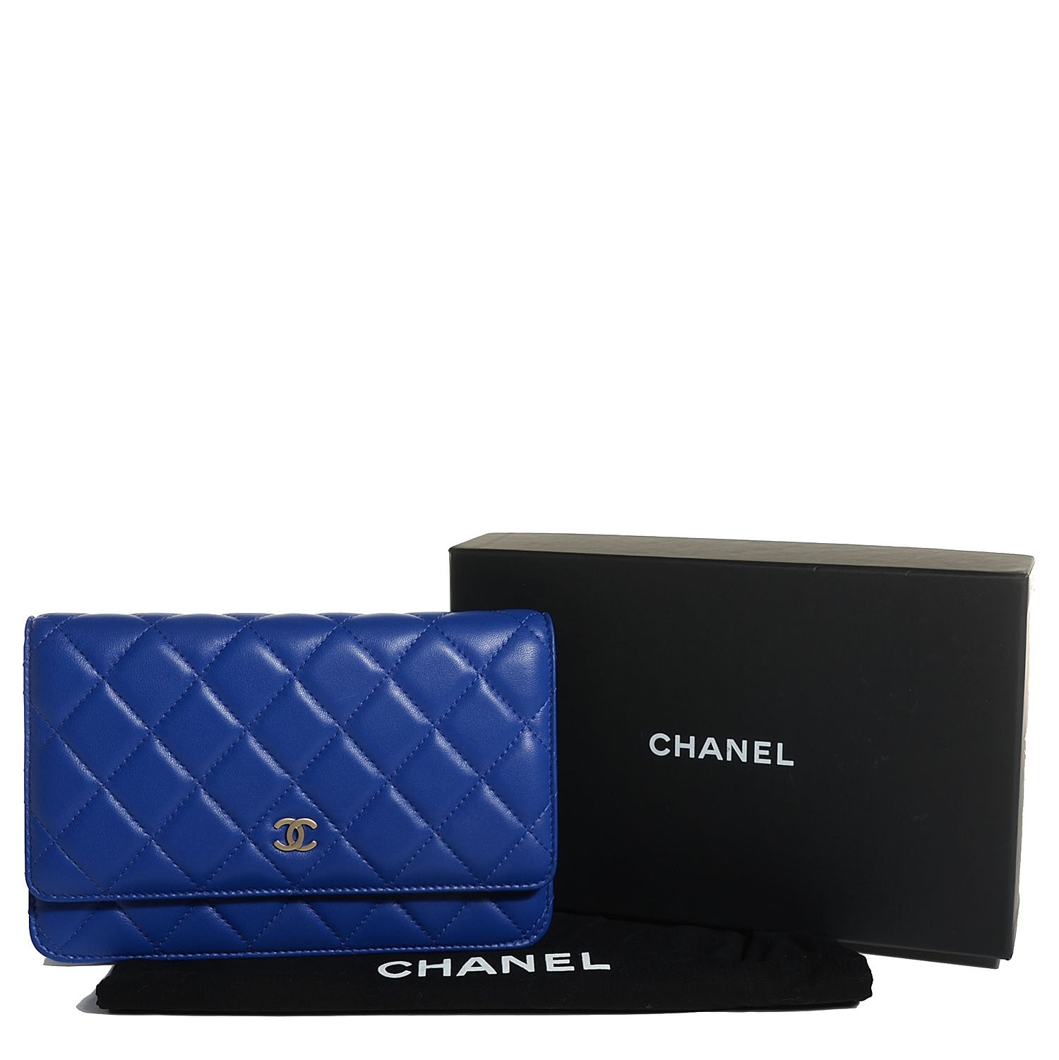 Chanel Lambskin Quilted Wallet On Chain WOC Dark Blue 5 of 9