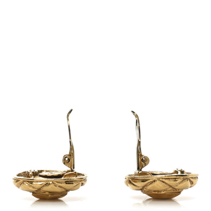 Chanel Round Quilted Clip On Earrings Gold 3 of 4
