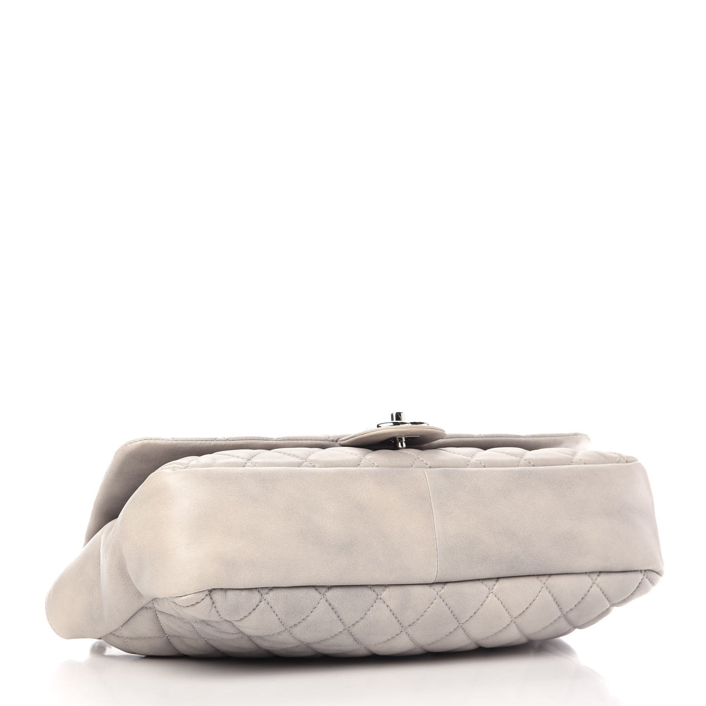 Lambskin Quilted Jumbo Coco Rain Flap Grey