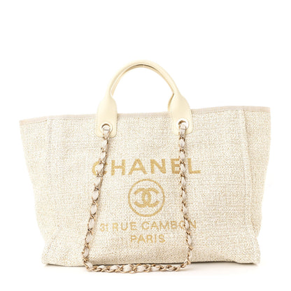 Chanel Canvas Large Deauville Tote Ivory 1 of 11