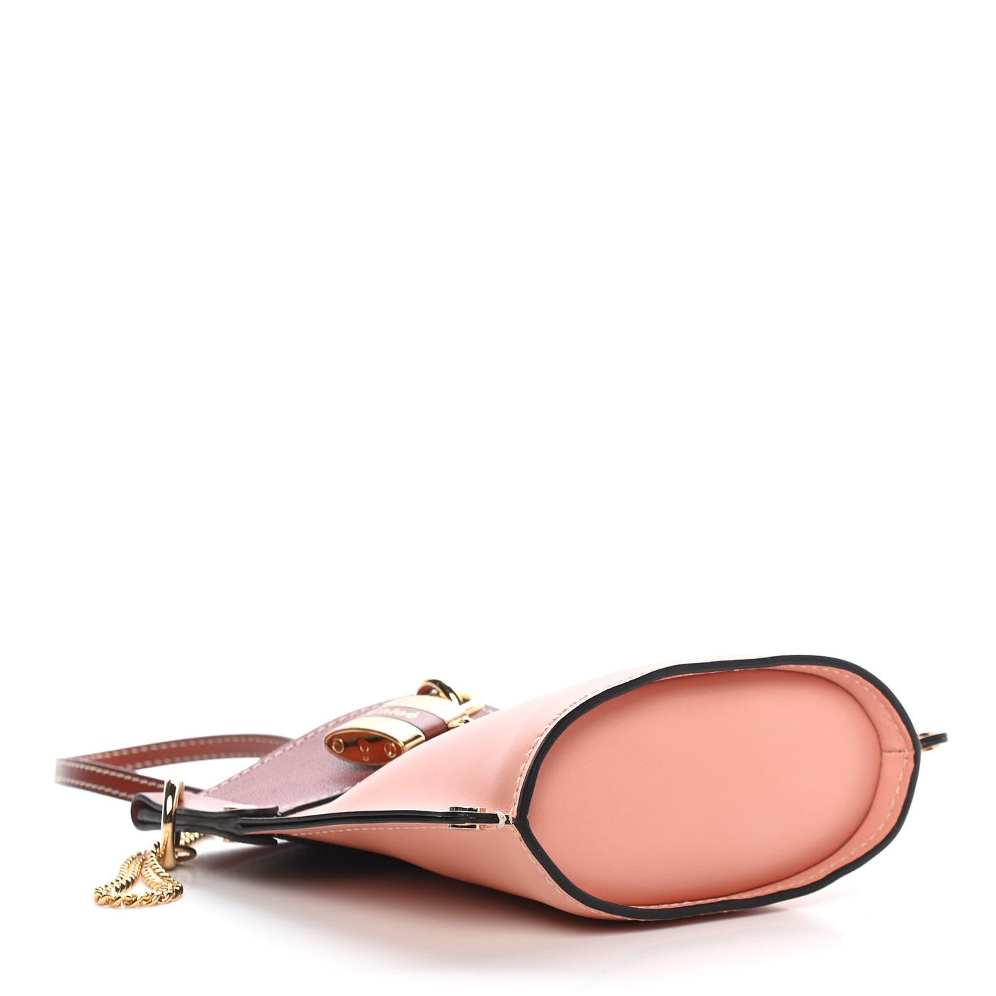Shiny Calfskin Goatskin Mini Aby Bi-Color Bucket Fallow Pink