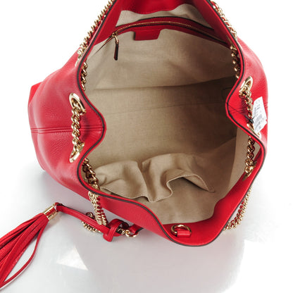 Gucci Pebbled Calfskin Medium Soho Chain Shoulder Bag Red 5 of 7