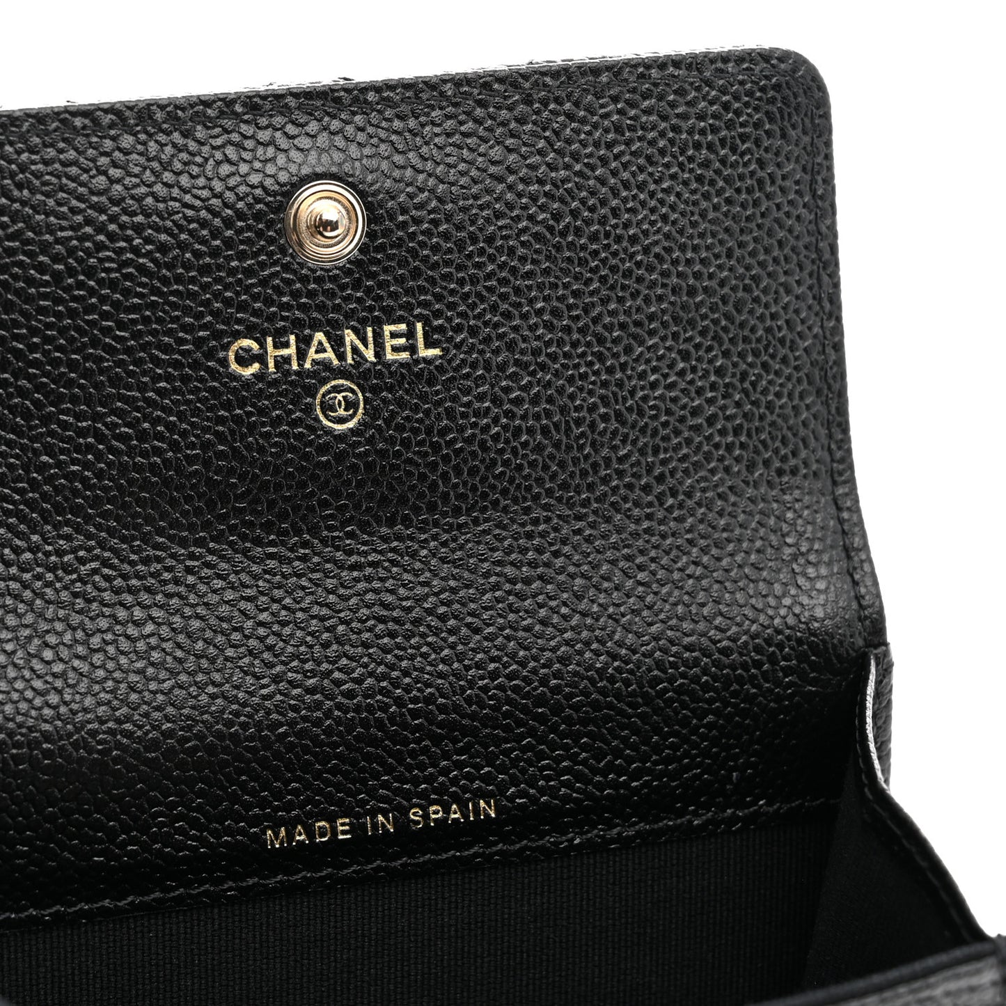 Caviar Quilted Chain CC Flap Card Holder Black