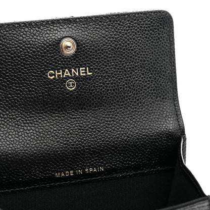 Chanel Caviar Quilted Chain CC Flap Card Holder Black 6 of 7