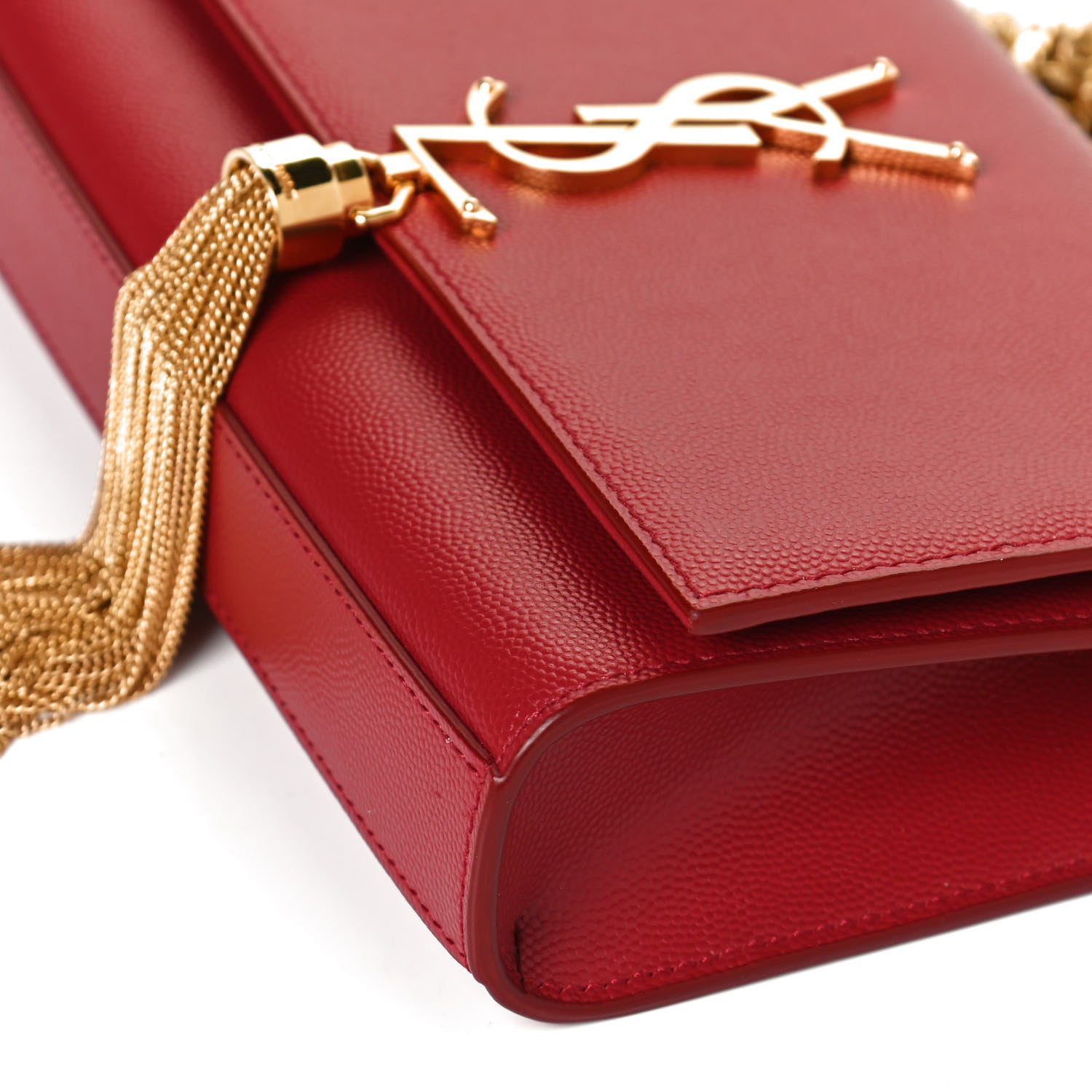 Saint Laurent Grain De Poudre Small Classic Monogram Kate Tassel Satchel Red 11 of 11
