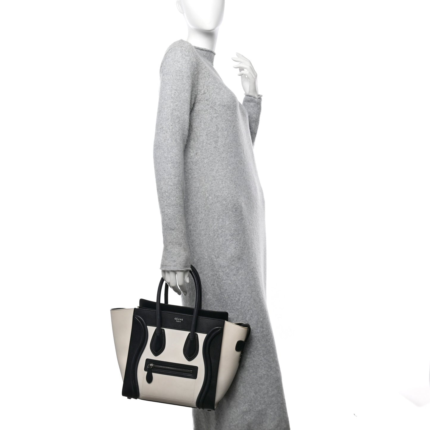Smooth Calfskin Micro Bi-Color Luggage Black White