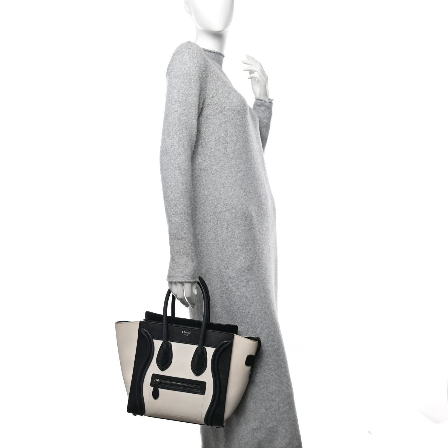 Celine Smooth Calfskin Micro Bi-Color Luggage Black White 2 of 14