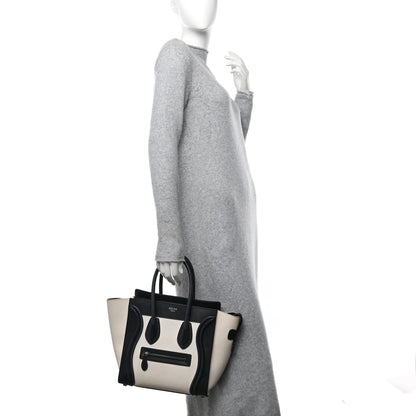Celine Smooth Calfskin Micro Bi-Color Luggage Black White 2 of 14