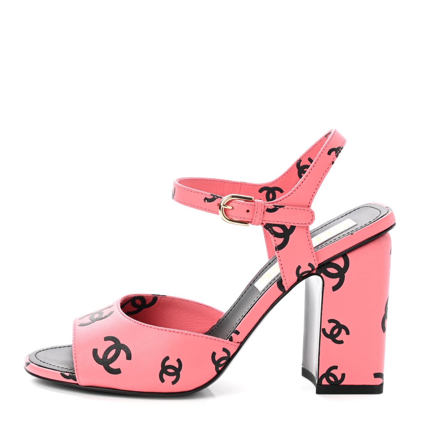 Printed Lambskin Coco Beach Sandals 37 Pink Black
