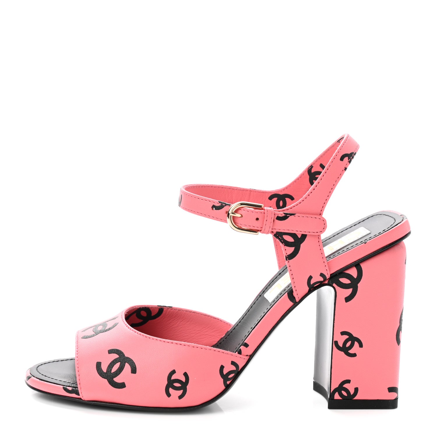 Chanel Printed Lambskin Coco Beach Sandals 37 Pink Black 1 of 9