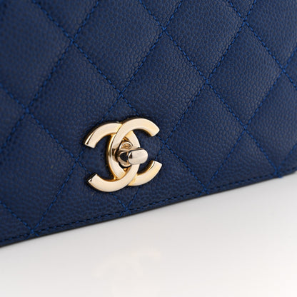 Chanel Caviar Large Carry Around Flap Bag Blue 12 of 15