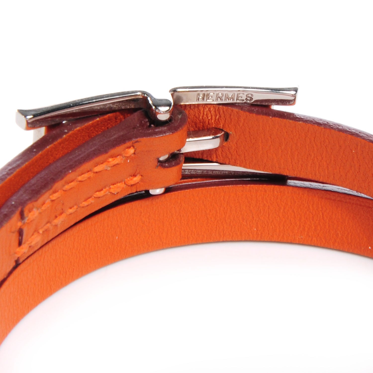 Hermes Chamonix Hapi 3 MM Triple Tour Wrap Bracelet Size Small Orange 3 of 6