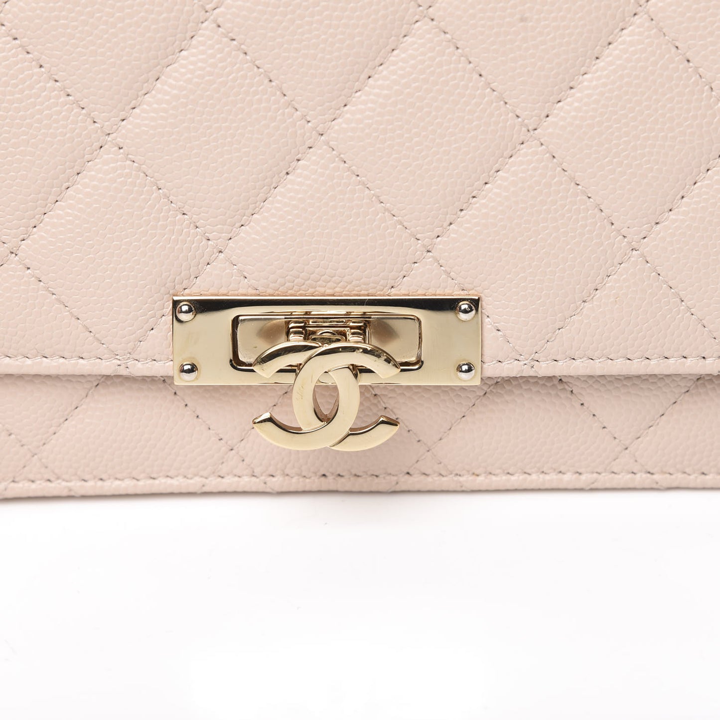 Lambskin Quilted Golden Class Wallet on Chain WOC Light Pink