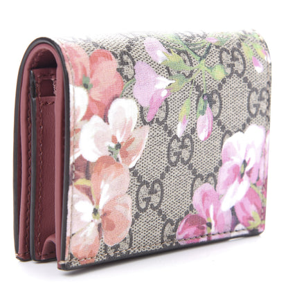 Gucci GG Supreme Monogram Blooms Card Case Wallet Beige Multicolor Dry Rose 3 of 6