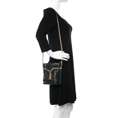 Chanel Lambskin Enamel Quilted Pending CC Bucket Drawstring Bag Black 2 of 11