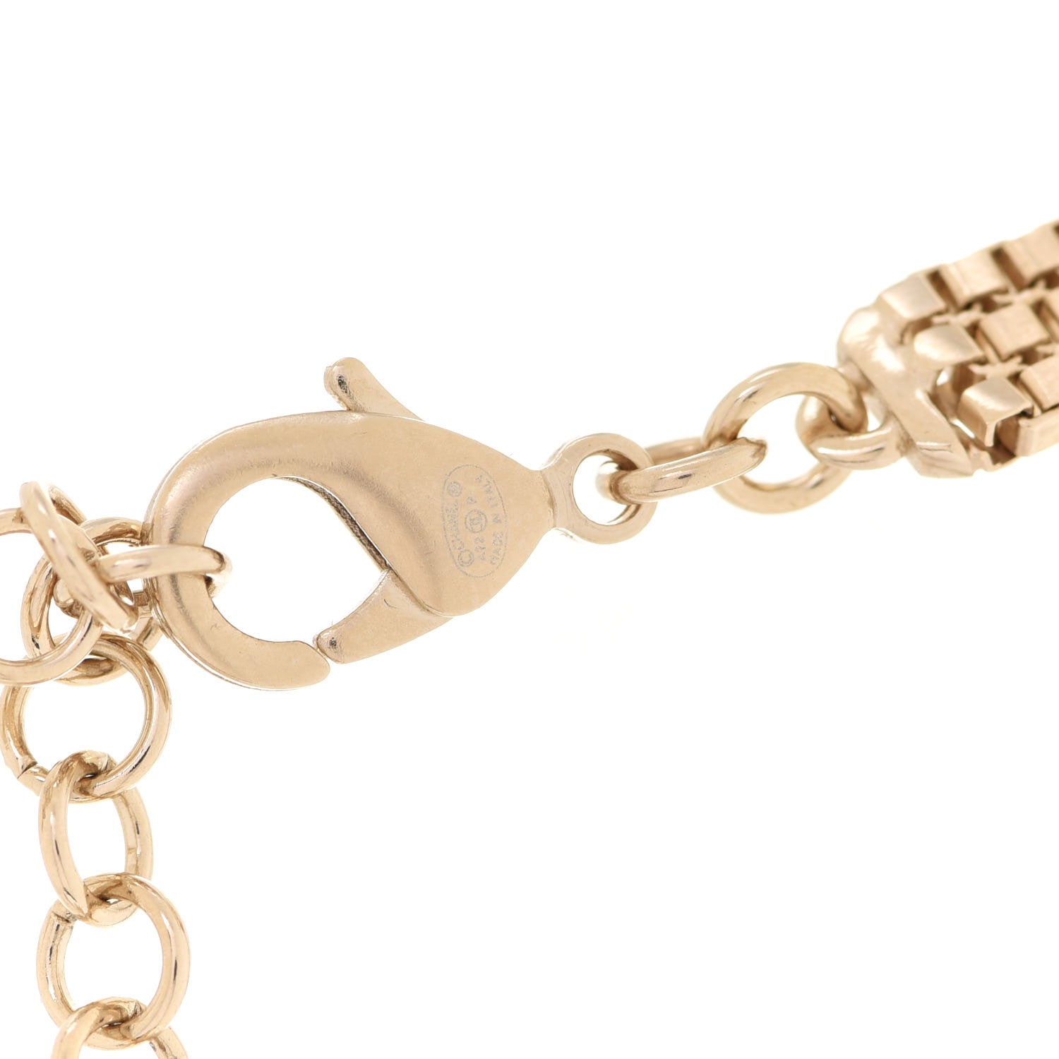 Chanel Metal Chain Link CC Medallion Choker Necklace Gold 5 of 6