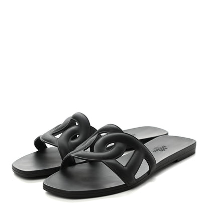 Hermes Rubber Aloha Sandals 39 Black 3 of 8