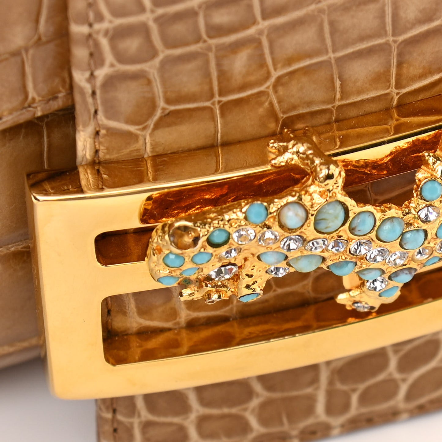 Fabric Crocodile Crystal Lizard Baguette