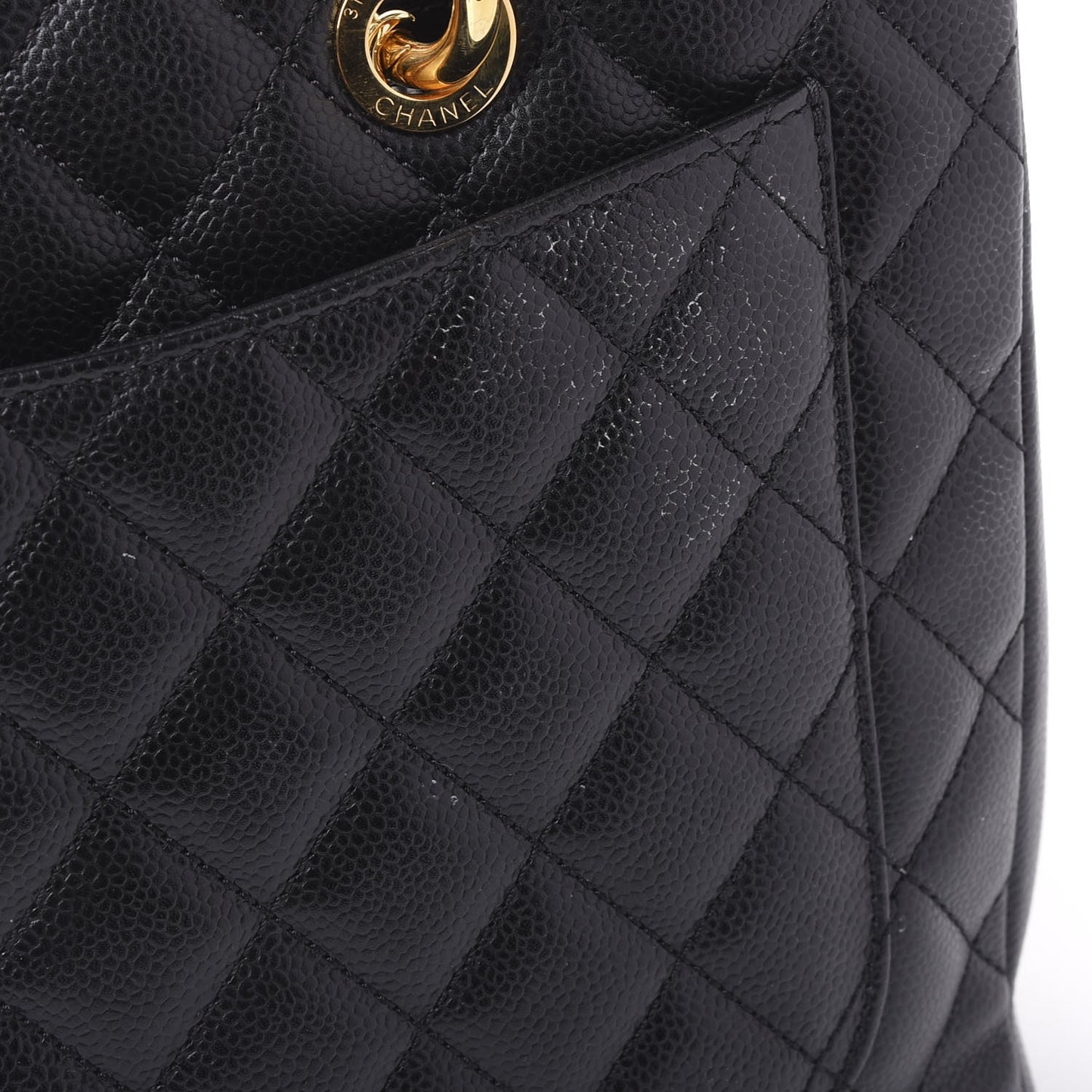Caviar Quilted Grand Shopping Tote GST Black