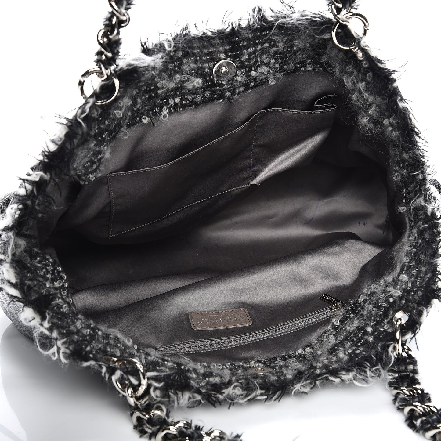 Tweed Lambskin Drawstring Tweedy Tote Black