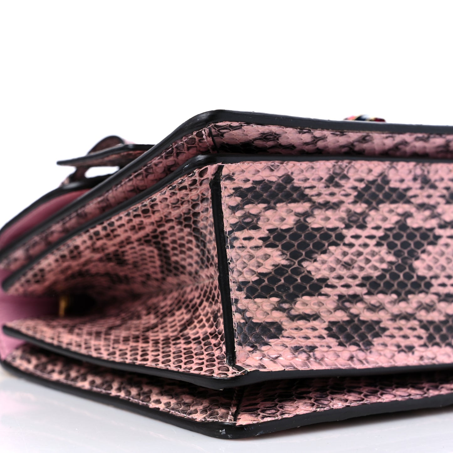 Snakeskin Sylvie Web Small Queen Margaret Top Handle Bag Pink