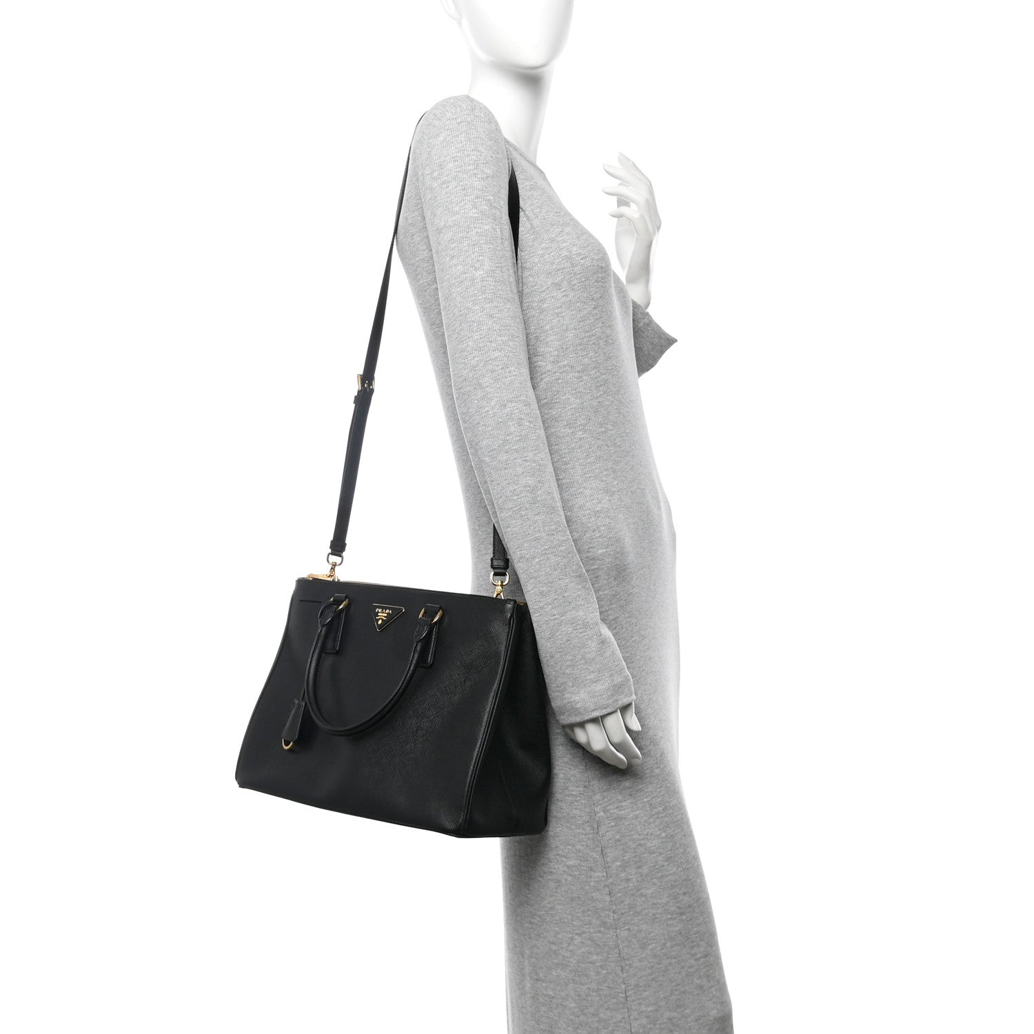 Prada Saffiano Lux Large Galleria Double Zip Tote Black 2 of 9