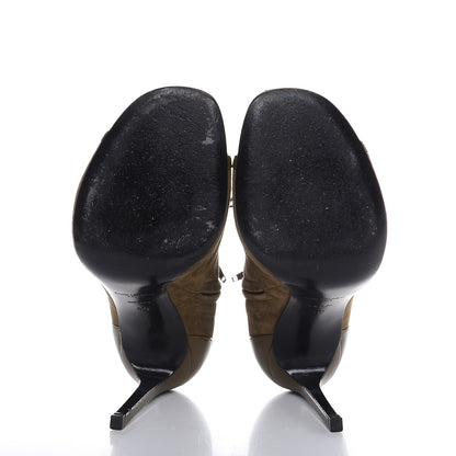 Saint Laurent Kid Scamosciato Peep Toe Ankle Boots 40 Green 7 of 9