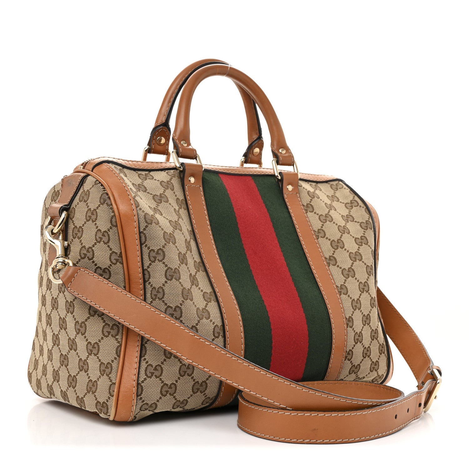 Gucci Monogram Vintage Web Medium Boston Tobacco 3 of 17