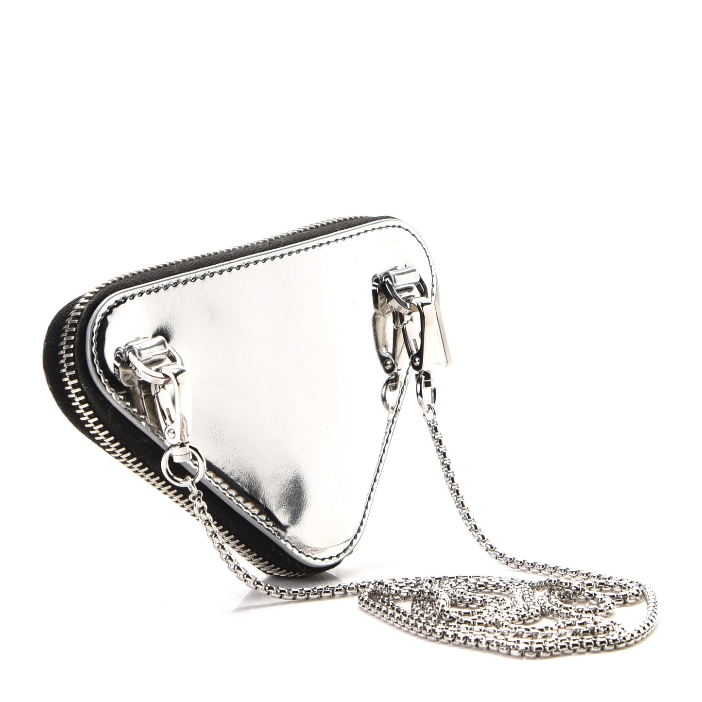 Spazzolato Mini Triangle Chain Crossbody Pouch Argento